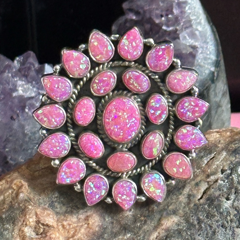 Pink Fire Aurora Opal Cluster Statement Southwest… - image 4